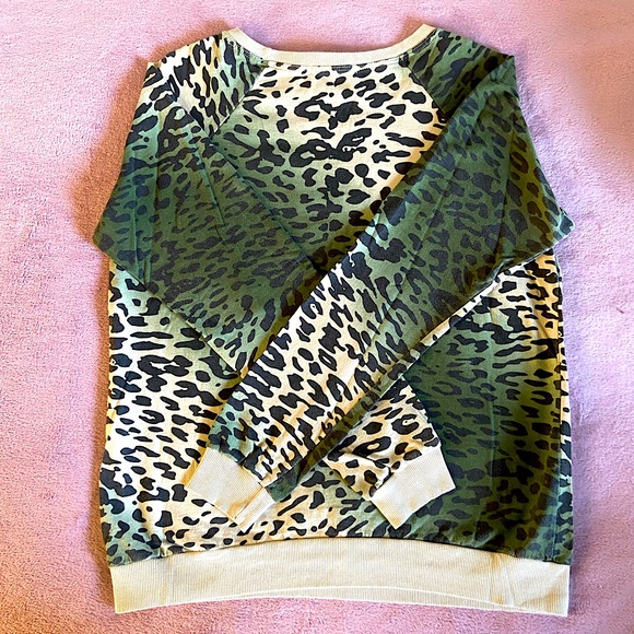 UO Truly Madly Deeply Green Cheetah Print Sweater - Picture 2 of 5